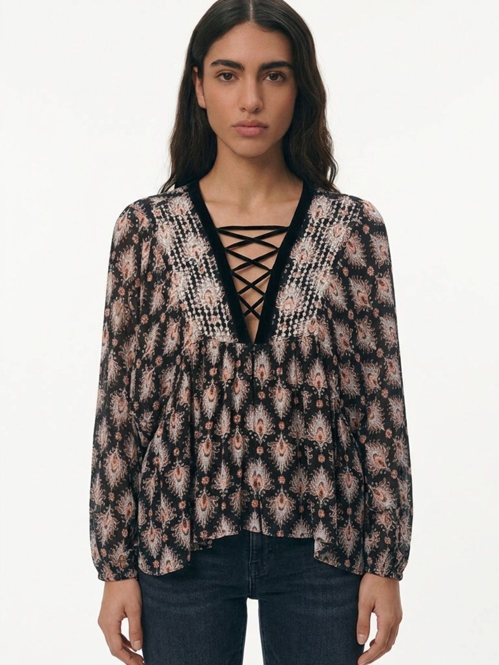 SUGAR LIPS | Boho Embellished X Strap Top Women’s Size Medium